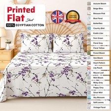 100% Egyptian Cotton Flat Sheet 400 Thread Count Printed Luxury All Sizes UK New