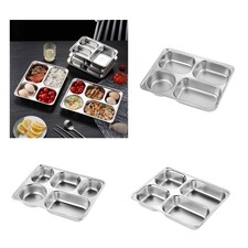 Multi Compartment Stainless Steel Tray for School Cafeteria Homes Dining Needs