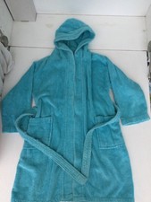 Hooded towel dressing gown kids 6-7 years. Light blue Turquoise. After pool/swim