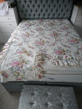 VINTAGE PAIR VANTONA FRILLED FLORAL COTTAGECORE CURTAINS 68" W X 71" D&TIE BACKS