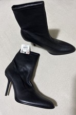 ZARA WOMENS FAUX LEATHER STILETTO HEEL PULL ON ANKLE BOOTS IN SIZE UK7 EU40