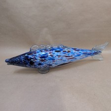 Vintage Romanian Glass Multi Coloured Hand Blown Fish Sculpture Figurine 14.5" M