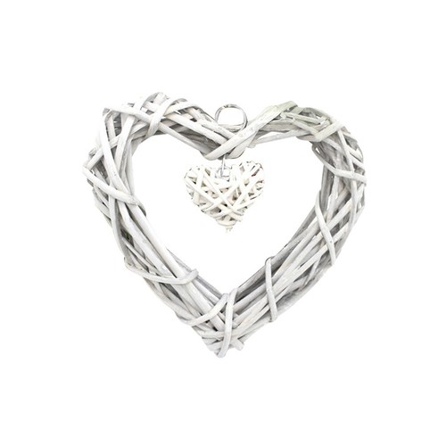 Light grey wicker heart - light,