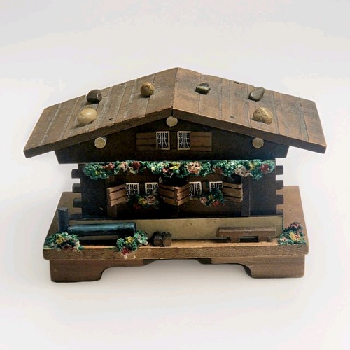 Vintage swiss chalet music box - vintage,