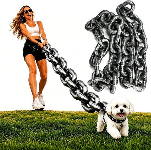 Funny plastic chain dog - plastic, lead