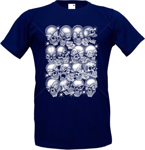 Navy blue skulls gothic - navy,