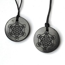 Shungite Pendant MERKABA Engraved Necklace - EMF Healing & Protection