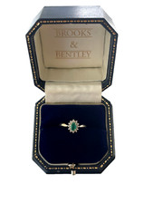 9ct Gold Emerald & Diamond Cluster Ring 0.25ct Emerald & Diamond Ring - Size P