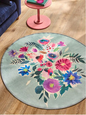 Teal Blue Washable Bold Floral