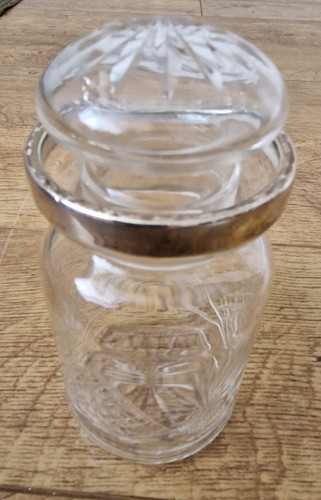Silver mounted crystal jar - silver,