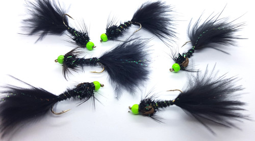 Long shank green bead black - shank,
