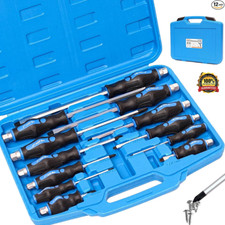 12Piece Magnetic Screwdriver Set HEAVY DUTY Phillips& Slotted Go Through Drivers