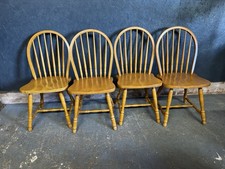 Vintage Wooden Dining Chairs Hoop Back Set Of 4 