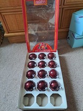 Vintage Usa Rauch Burgundy Red Christmas Tree Baubles X 12