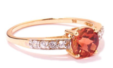 Red Andesine Ring with White Zircon in 9k Gold 1.49cts OIVJ70