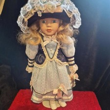 Regency Fine Arts Porcelain Doll “Kathleen” – Blue Lace Dress & Bonnet