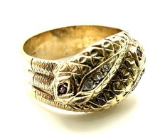 9ct Gold Diamond Ruby Snake