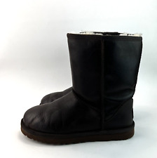 UGG Classic Short Womens Leather Boots Brown Sheepskin Lined UK Size 5.5