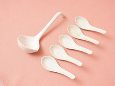 White Ceramic Serving Soup Ladle with Spoons