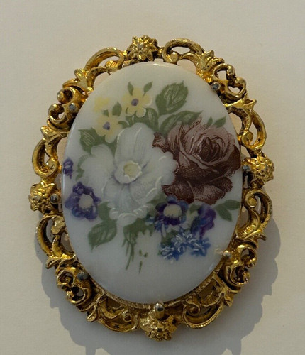 Vintage large flowers brooch - vintage,
