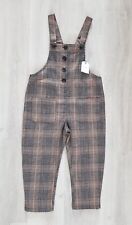 NEXT age 5 - 6 girls CHECKED DUNGAREES tartan JUMPSUIT button detail 