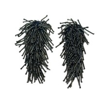 Epaulet Shoulder Jacket adornments, Pair Board Badge , Slate G Bugle Seed beads