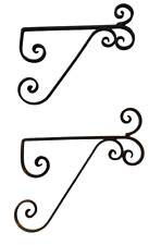 2 Antique Wrought Iron Shelf Brackets Window Planter Box Plant Hanger Holder M14