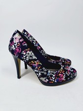 M&S Navy Floral High Heeled