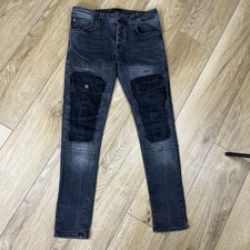 Zara Grunge Black Cargo Style Men’s Slim Fit Jeans Waist 32 Leg 30