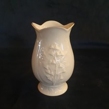 5" Belleek Parian China Kylemore Abbey walled Garden Vase.  11th mark - Green
