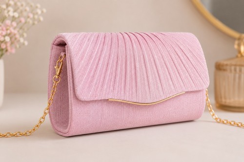 Women pink satin evening - pink,