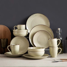 Dinnerware Set Beige Ceramic