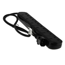 IEC C14 to 6 Way Gang UK Mains Sockets Lead UPS Power Splitter 1m Black