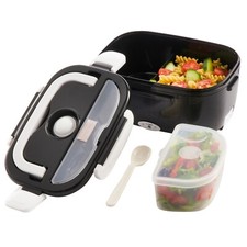 Black Electric Heated Lunch Box Portable Compact FOOD WARMER Bento 40W 1.5L UK