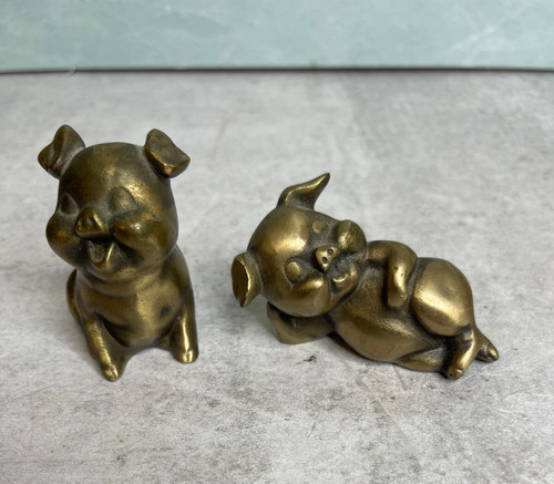 Two vintage heavy solid brass - solid,