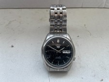 Seiko 5 21 Jewel Black Day Date Watch 7S26C Spare or Repair