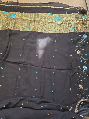 Black georgette saree with - black,