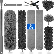 9 PCS Feather Duster Extendable, Dusters for High Ceiling with 25.6-100 Inches T