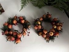 A Pair of Vintage Apple Wreaths / Candle Rings Christmas Decor Home Decoration