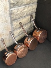 Vintage French copper & Steel pans Steel handles, nice condition Kitchen Set Old