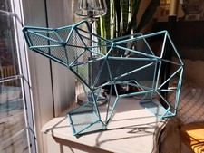 Habitat sky blue large retro metal bear magazine paper rack holder