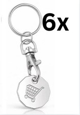 6 Trolley Coin Keyring Removable Supermarket £1 Pound Shopping Cart Token Holder