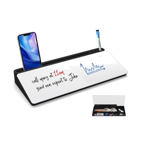 Glass whiteboard with storage - glass,