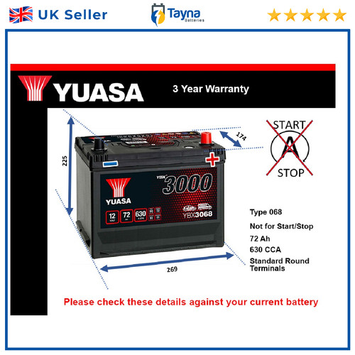 Car battery ybx3068 yuasa - car, 068