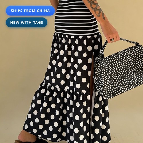 Women polka dot striped - polka, slit
