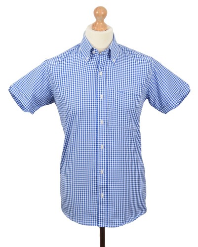 Blue gingham shirt retro - gingham,