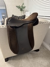 Pony Cob And Horse Saddle Brown Suede Seat Show Saddle 17.5”