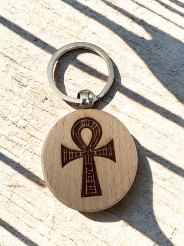 Ankh cross wooden round - ankh,