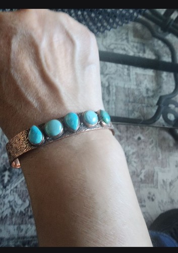 Turquoise copper bracelet - turquoise,
