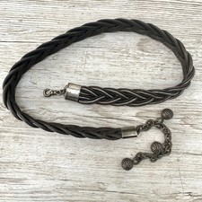 Nanni Designer Belt Silver Metal Link Mesh Braided, W34 85 cm - Italy